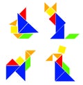 Classic Tangram - Various Compositions Royalty Free Stock Photo