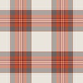 Classic tartan pattern with intersecting lines in gray, orange, and cream. Seamless vector design for fabric, backgrounds, or Royalty Free Stock Photo