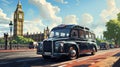 Classic taxi cab in 60s London