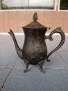 classic tea pot made of iron, it is old, antique texture value. Royalty Free Stock Photo
