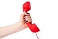 Classic telephone receiver in hand