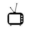 Classic Television Icon Image. Black TV Vector