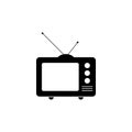 Classic Television Icon Isolated on White Background. Black TV Vector