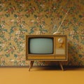 Classic television in vintage design realistic 3D rendering