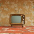 Classic television in vintage design realistic 3D rendering