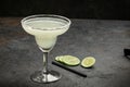 Classic tequila Margarita cocktail in a glass decorated with salt and lime Royalty Free Stock Photo