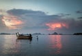 Classic Thailand sunset view with long tail boats Royalty Free Stock Photo