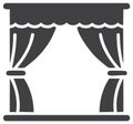 Classic Theatrical Stage Curtains Open Vector Icon with Valance for Performance and Events Royalty Free Stock Photo