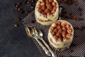 Classic tiramisu in a glass jar