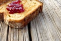 Classic toast and jam breakfast with ample space around plate for adding short message or logo Royalty Free Stock Photo