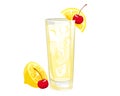 Classic Tom Collins cocktail. Refreshing summer drink in a glass with lemon. Royalty Free Stock Photo