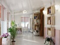 Classic Traditional Provence White and Pink Colors Veranda Home