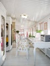 Classic Traditional Provence White and Pink Colors Veranda Home