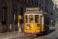 Classic traditional yellow trolley tramcar