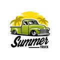 Classic truck hot rod vector illustration isolated in summer concept Royalty Free Stock Photo