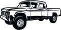 Classic Truck, Muscle car, Classic car, Stencil, Silhouette, Vector Clip Art - Truck 4x4 Off Road - Offroad car for Royalty Free Stock Photo