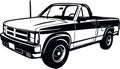 Classic Truck, Muscle car, Classic car, Stencil, Silhouette, Vector Clip Art - Truck 4x4 Off Road - Offroad car for Royalty Free Stock Photo