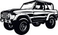 Classic Truck, Muscle car, Classic car, Stencil, Silhouette, Vector Clip Art - Truck 4x4 Off Road - Offroad car for Royalty Free Stock Photo