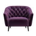 Classic tufted armchair in violet velvet isolated on white background
