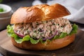 classic tuna salad sandwich on crusty roll Royalty Free Stock Photo