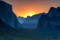 Classic Tunnel View of scenic Yosemite Valley with famous El Cap Royalty Free Stock Photo