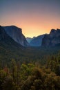 Classic Tunnel View of scenic Yosemite Valley with famous El Capitan and Half Dome, Yosemite National Park, California, USA Royalty Free Stock Photo