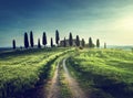 Classic Tuscan views in spring sunset time, Pienza