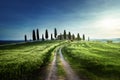 Classic Tuscan views in spring sunset time, Pienza, Italy Royalty Free Stock Photo