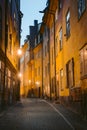 Stockholm Gamla Stan old town district at night, Sweden Royalty Free Stock Photo