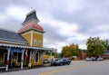 Classic US styled railroad station showing the timber tower and artistic features in North Conway, MA.