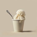 Classic Vanilla Ice Cream in Paper Cup with Spoon Royalty Free Stock Photo