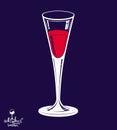 Classic vector 3d champagne goblet isolated on dark background,