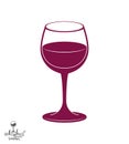 Classic vector goblet, stylish alcohol theme illustration. Lifestyle graphic design element - dating idea holiday glass of wine.