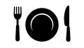 Dinner Plate with Fork and Knife Dining Icon, vector design Generative AI Royalty Free Stock Photo