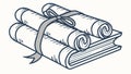 Ancient Scrolls: Rolled Documents Tied with Ribbon for History, vector design Generative AI Royalty Free Stock Photo