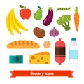 Classic vegetables, fruits and groceries