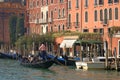 Gondolas on canals with tourists