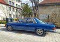 Classic veteran vintage old blue chromed coupe sports car Mercedes Benz 350 SLC C107