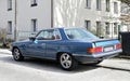 Classic veteran vintage old blue chromed coupe sports car Mercedes Benz 350 SLC C107 Royalty Free Stock Photo