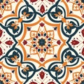 Classic Victorian Floral Tile Pattern with Autumn Tones Royalty Free Stock Photo