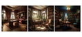 classic victorian study room interior design ai generated Royalty Free Stock Photo