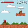 Classic videogame scenery cartoon