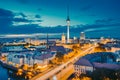 Berlin skyline with Spree river at sunset, Germany Royalty Free Stock Photo