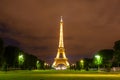 Classic view of Eiffel tower up the Champ de Mars