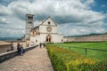 Classic view of famous Basilica of St. Francis of Assisi in beautiful spring day