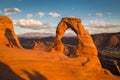 Classic view of famous Delicate Arch at sunset, Utah, USA Royalty Free Stock Photo