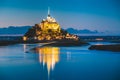 Mont Saint-Michel at twilight, Normandy, France Royalty Free Stock Photo