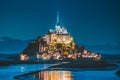 Mont Saint-Michel at twilight, Normandy, France Royalty Free Stock Photo