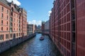 Classic view of famous Speicherstadt warehouse district.