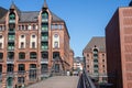 Classic view of famous Speicherstadt warehouse district.